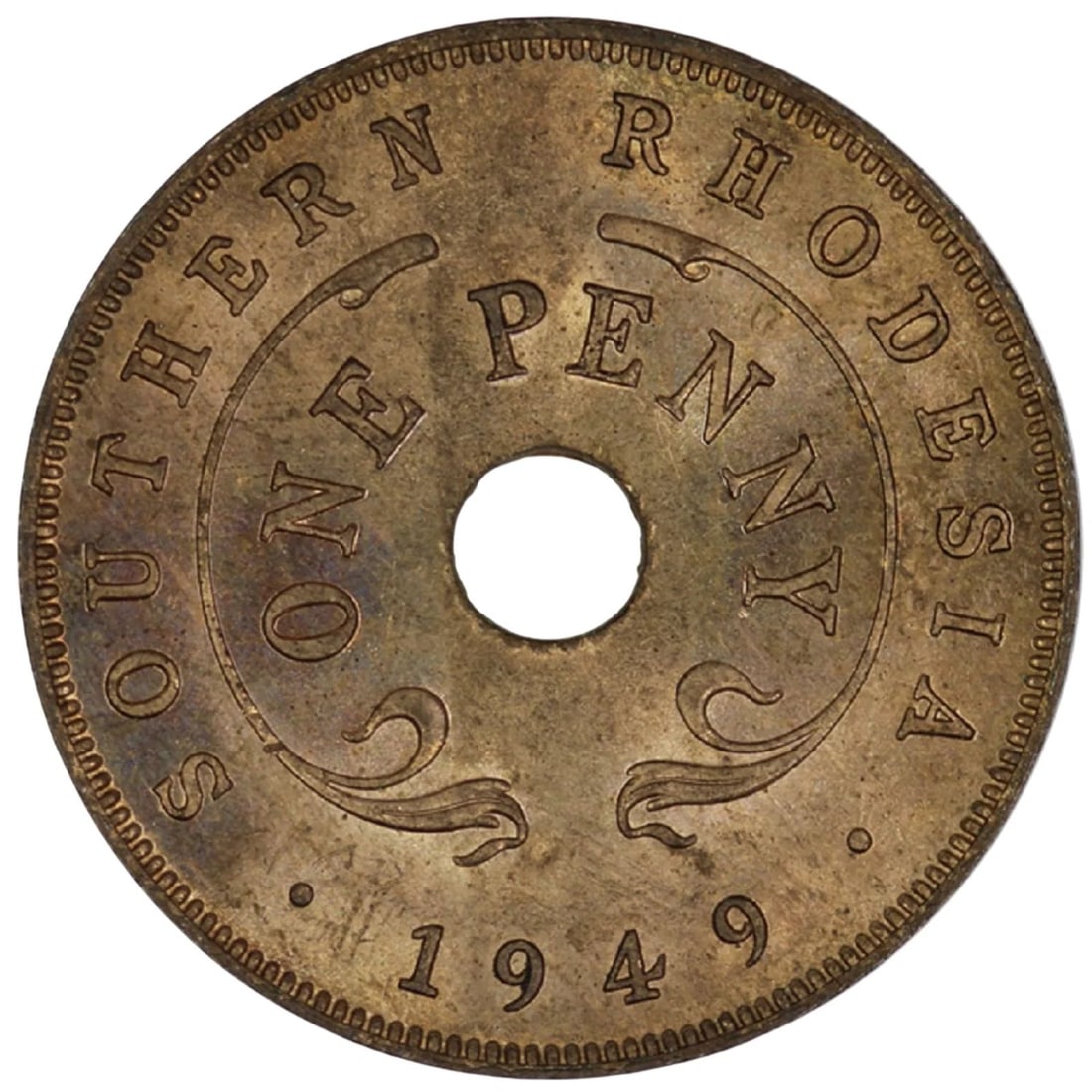 SOUTHERN RHODESIA 1949 PENNY, LUSTROUS NEAR GEM: Southern Rhodesia 1949 Penny, Lustrous near Gem