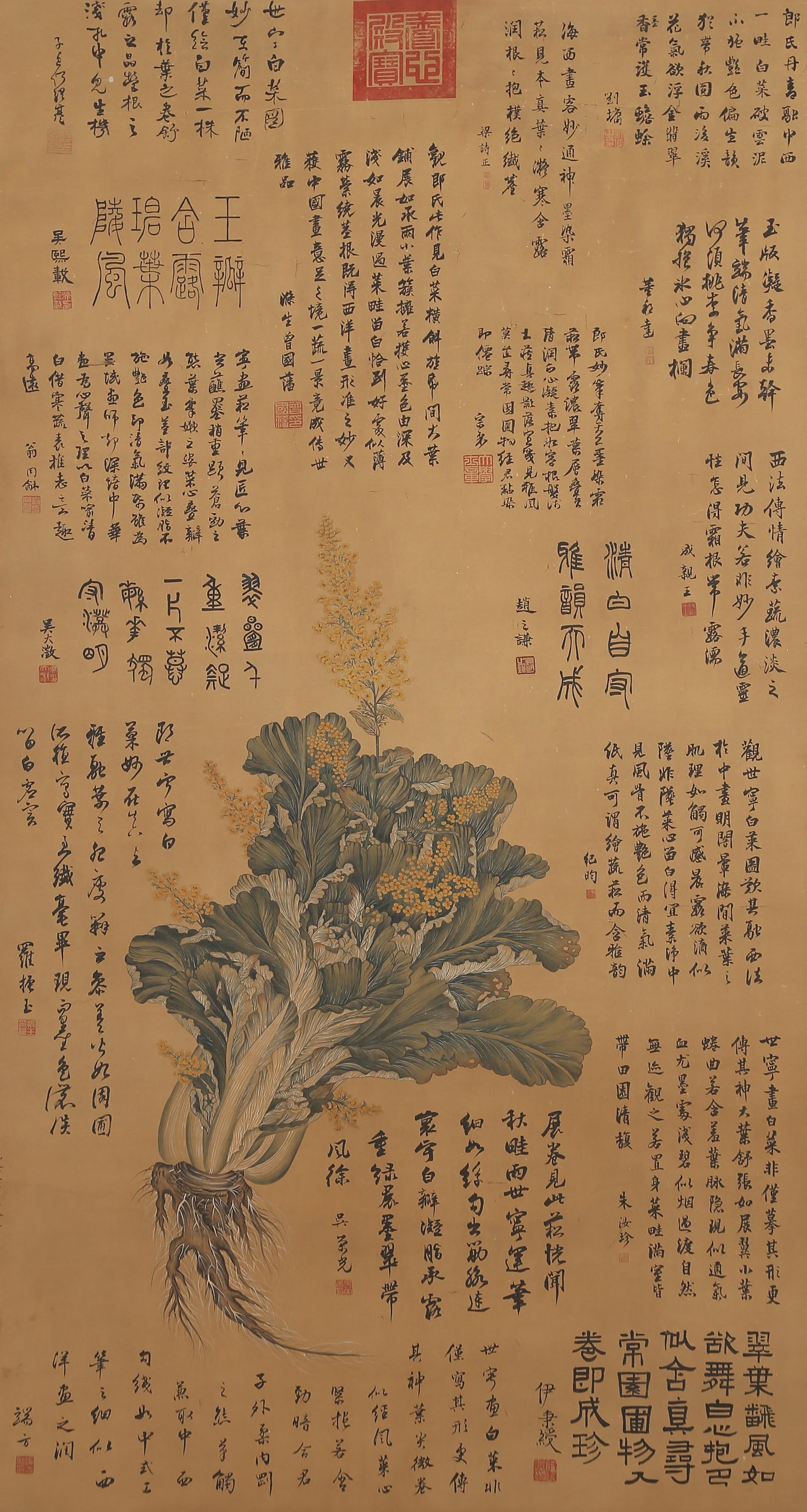 A HUNDRED TREASURES PAINTING ON SILK BY GIUSEPPE CASTIGLIONE.郎世寧 (1 of 13)