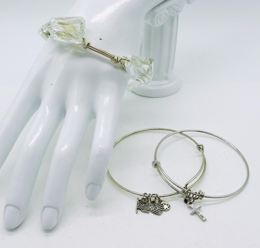 (3) SILVER TONE BRACELETS (1 of 3)