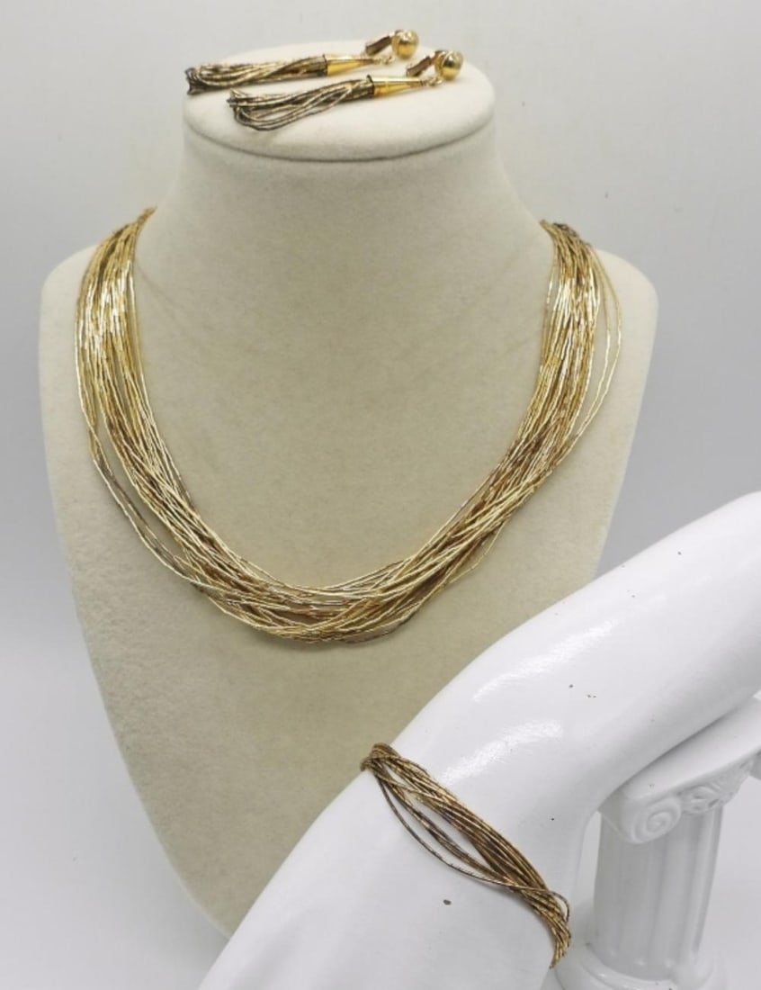 VTG GOLD TONE LIQUID STERLING SET: VTG GOLD TONE LIQUID STERLING SET
