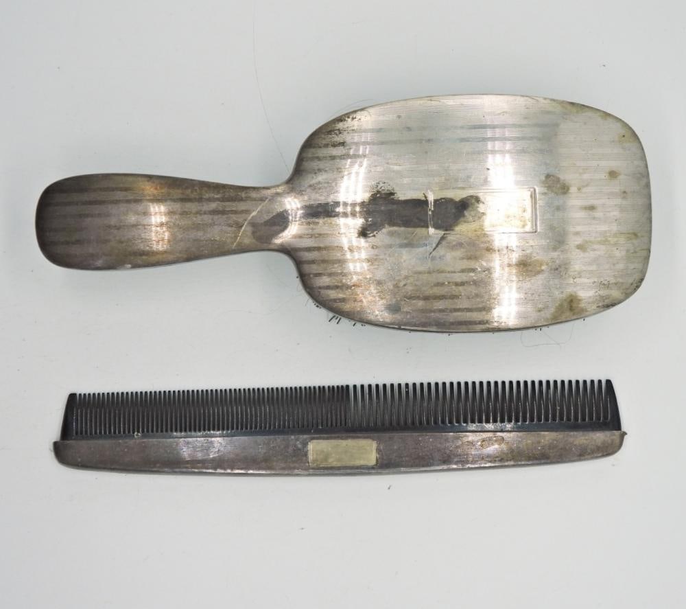 VINTAGE STERLING BRUSH/COMB SET: VINTAGE STERLING BRUSH/COMB SET