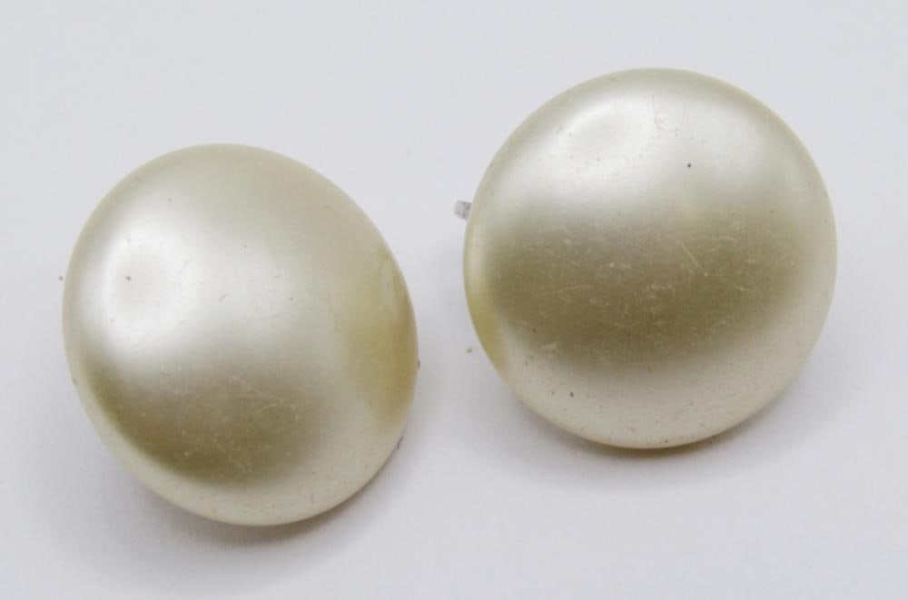 TRIFARI CLIP-ON FAUX PEARL EARRINGS: TRIFARI CLIP-ON FAUX PEARL EARRINGS