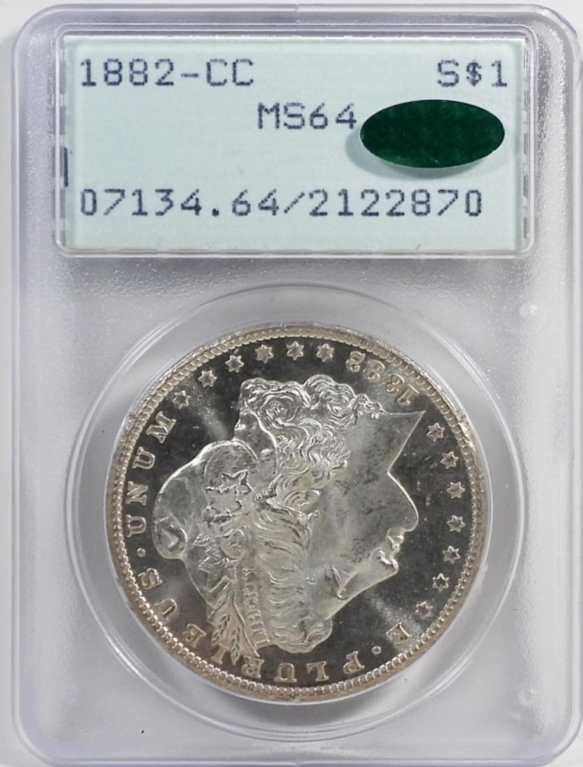 1882-CC MORGAN DOLLAR PCGS MS64 CAC: 1882-CC MORGAN DOLLAR PCGS MS64 CAC