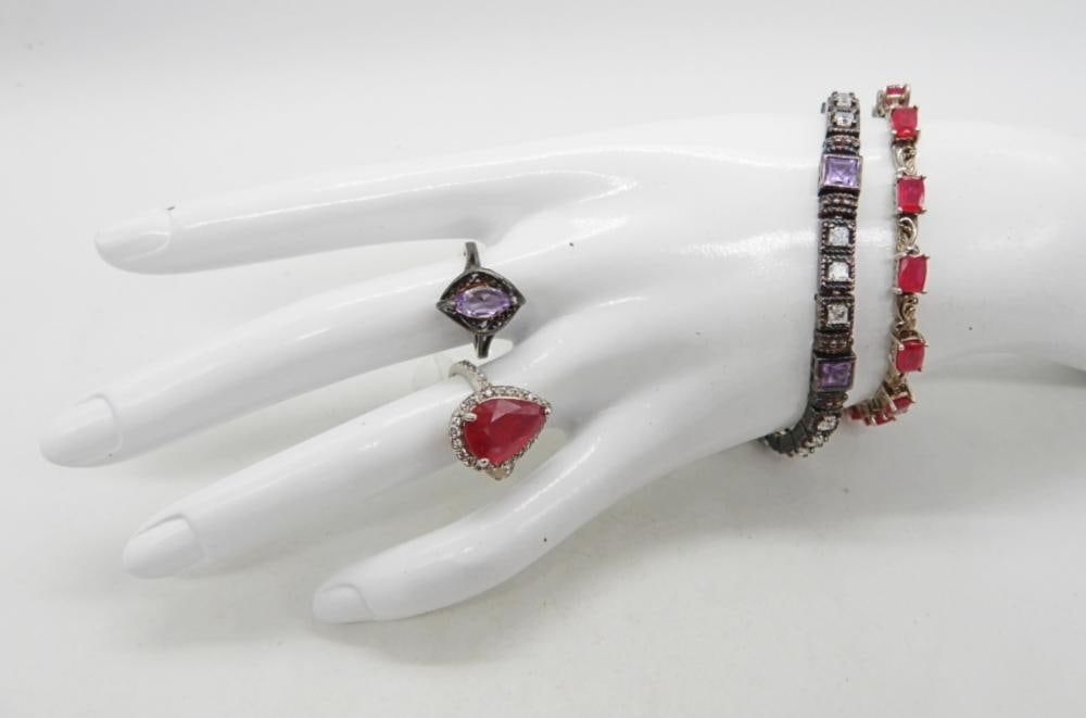 (2) STERLING BRACELET & RING SETS: (2) STERLING BRACELET & RING SETS