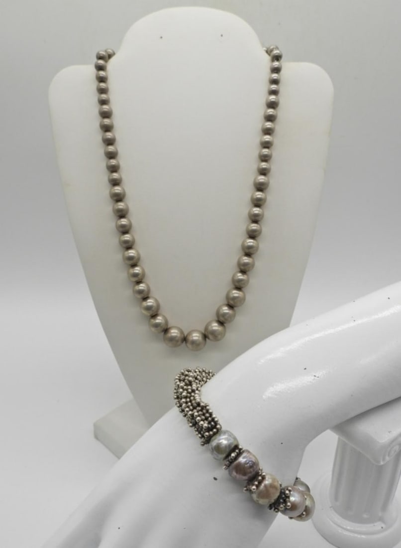 STERLING BEADS & PEARL SET: STERLING BEADS & PEARL SET