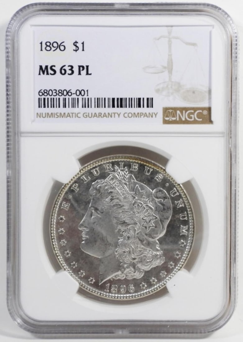 1896 MORGAN SILVER DOLLAR NGC MS63PL: 1896 MORGAN SILVER DOLLAR NGC MS63PL