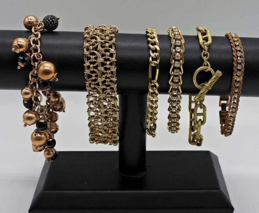 6 GOLD TONE FASHION BRACELETS (1 of 3)