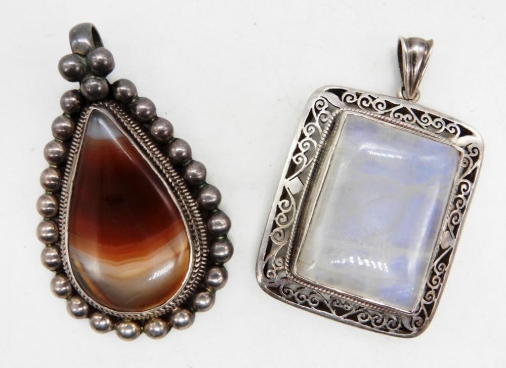 (2) LARGE GEMSTONE STERLING PENDANTS (1 of 3)