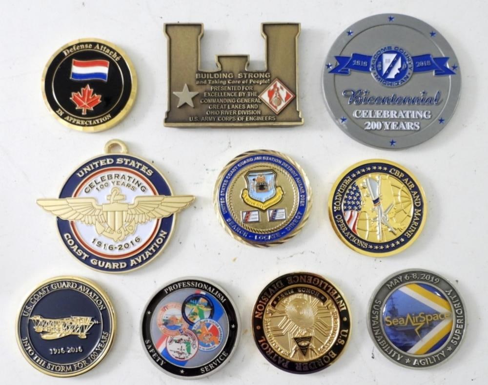 MIXED LOT OF 10 SERVICE & CHALLENGE COINS (1 of 2)