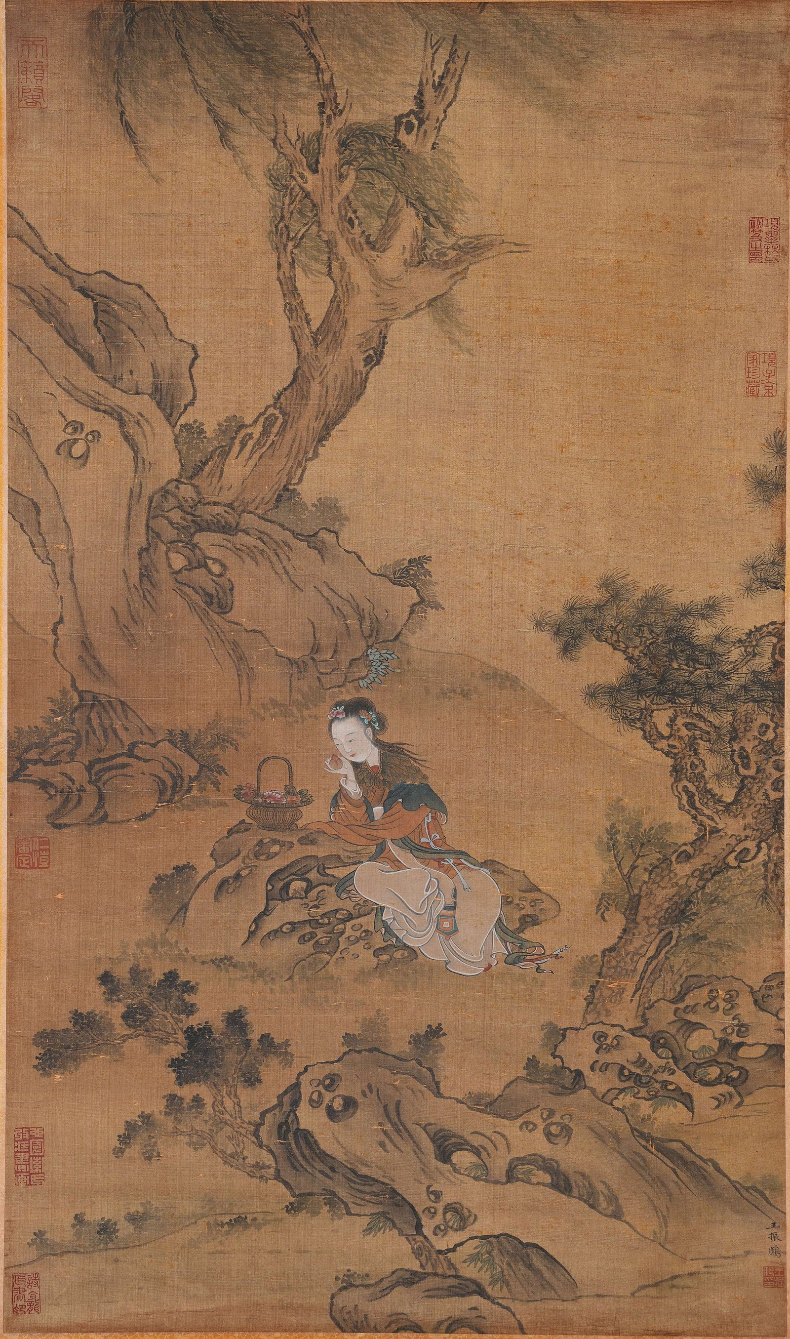 A FIGURE PAINTING ON SILK BY WANG ZHENPENG.王振鵬 (1 of 8)