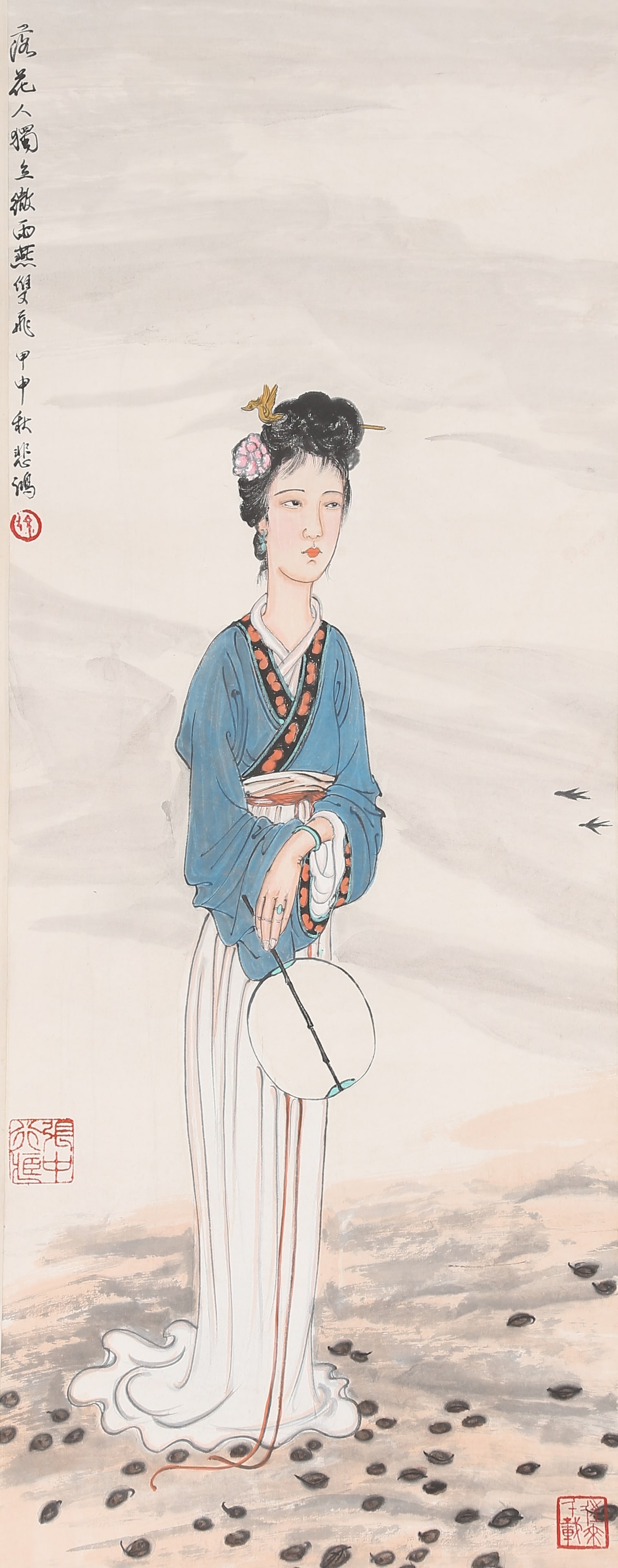 A BEAUTY PAINTING ON PAPER BY XU BEIHONG.徐悲鴻 (1 of 7)