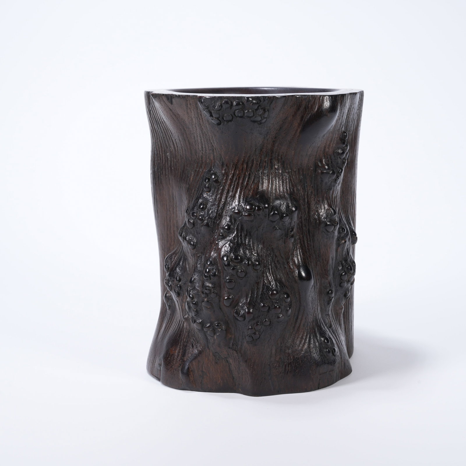 A BRUSH POT OF BURL WOOD IN TREE-KNOT FORM (1 of 9)