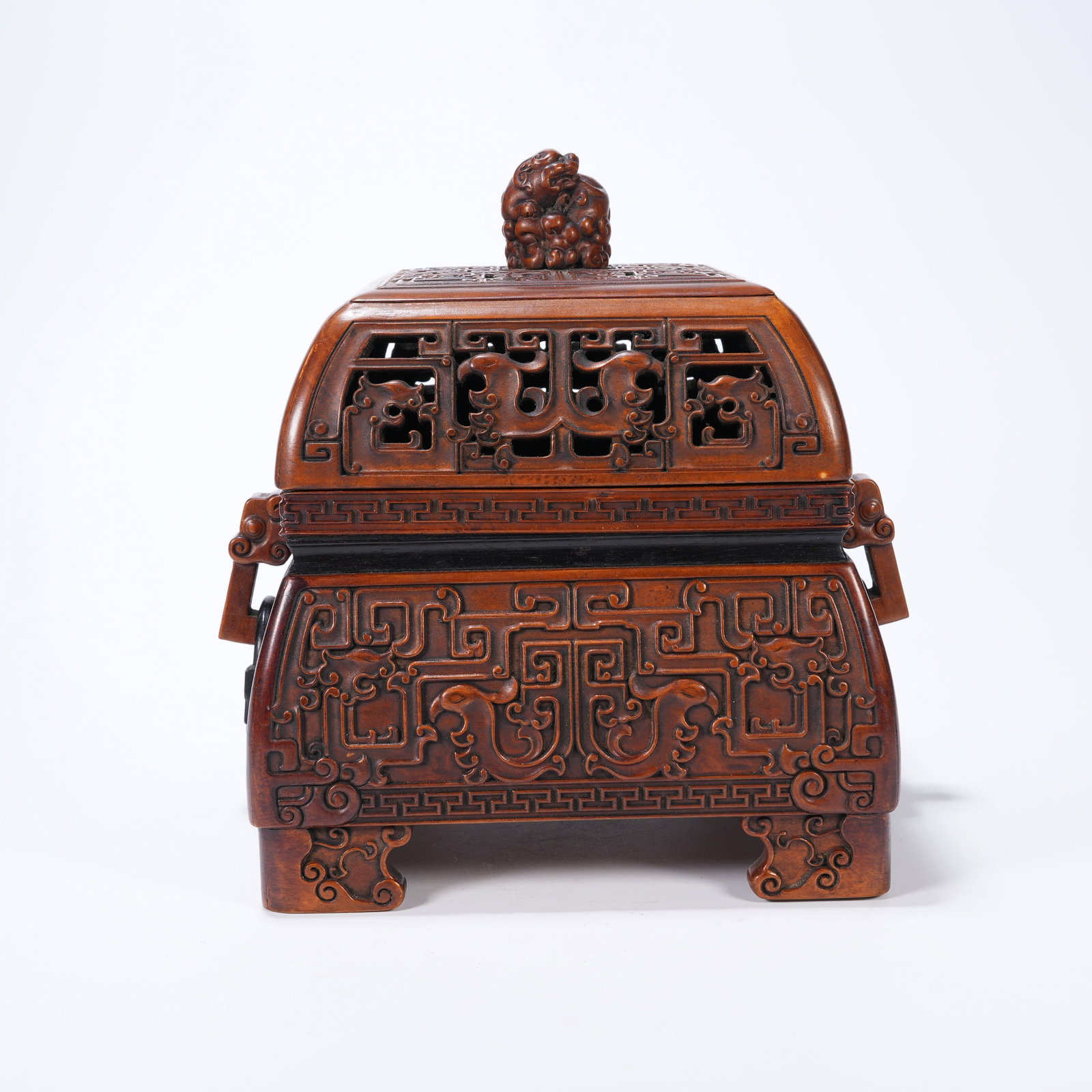 A BOXWOOD OPENWORK CARVED PHOENIX-PATTERN CENSER (1 of 8)
