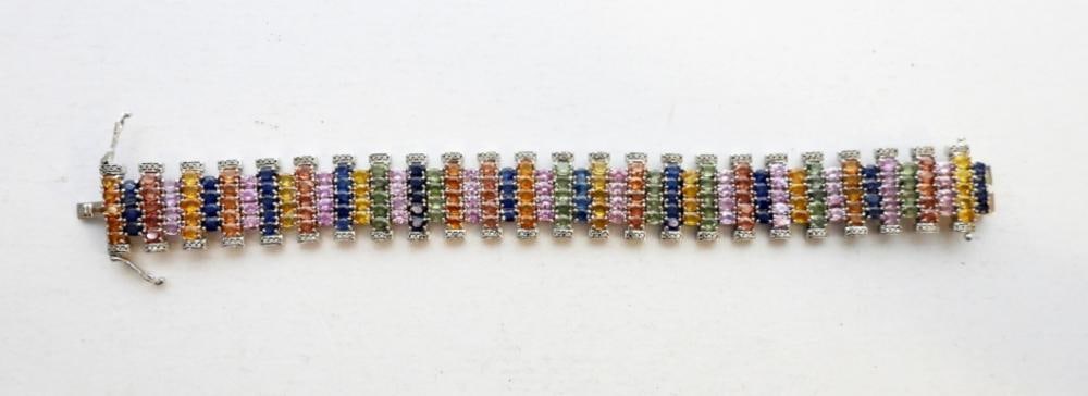 STERLING MULTI COLOR GEM BRACELET: STERLING MULTI COLOR GEM BRACELET