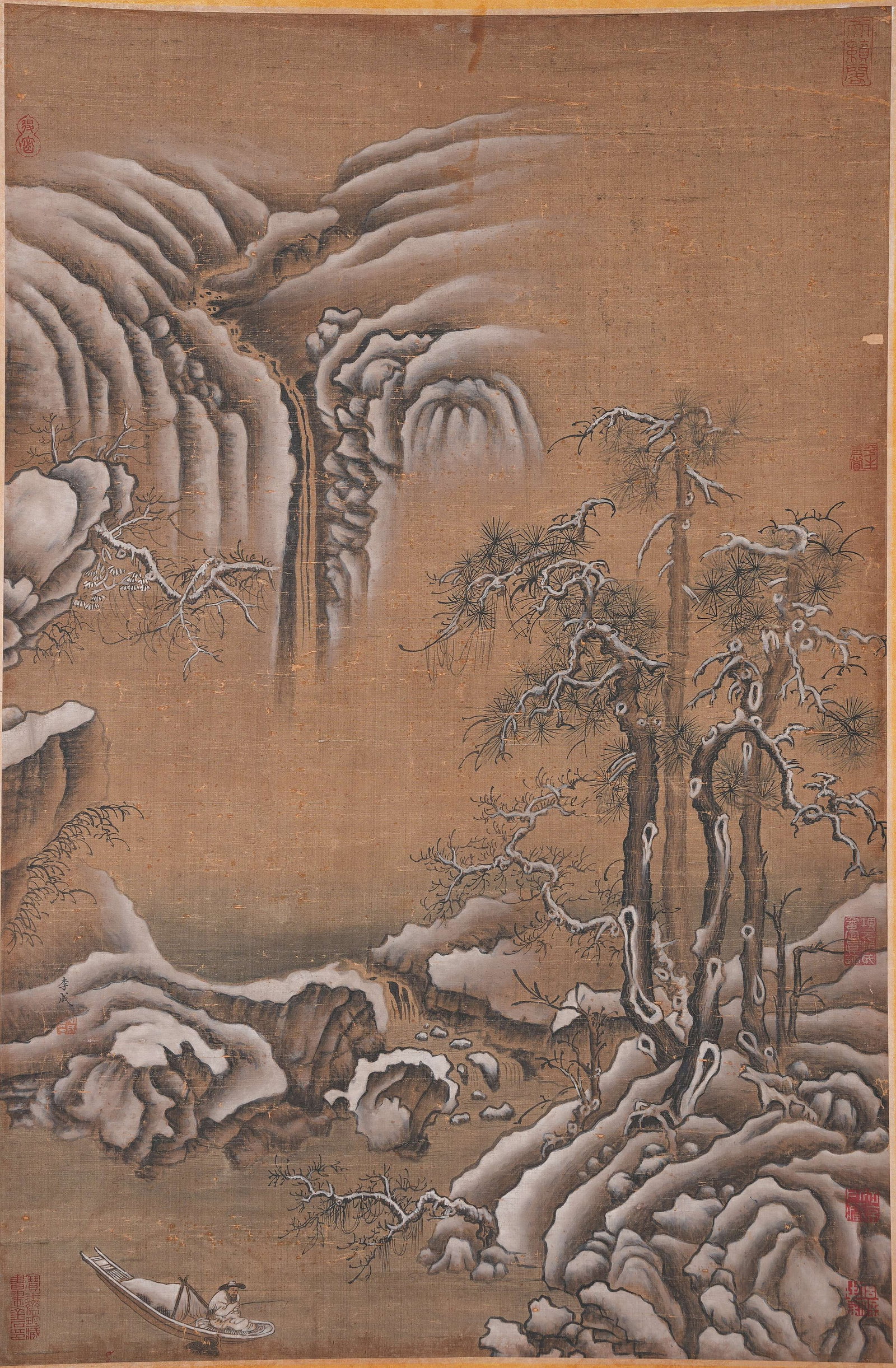 A LANDSCAPE PAINTING ON SILK BY LI CHENG.李成: Landscape painting on silk by Li Cheng.李成