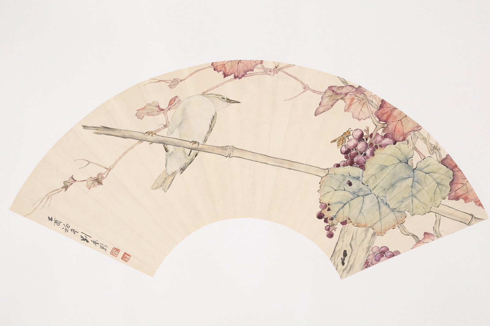 A UNMOUNTED BIRD PAINTING ON PAPER BY LIU KUILING.劉奎齡: Unmounted Bird Painting on Paper by Liu Kuiling.劉奎齡