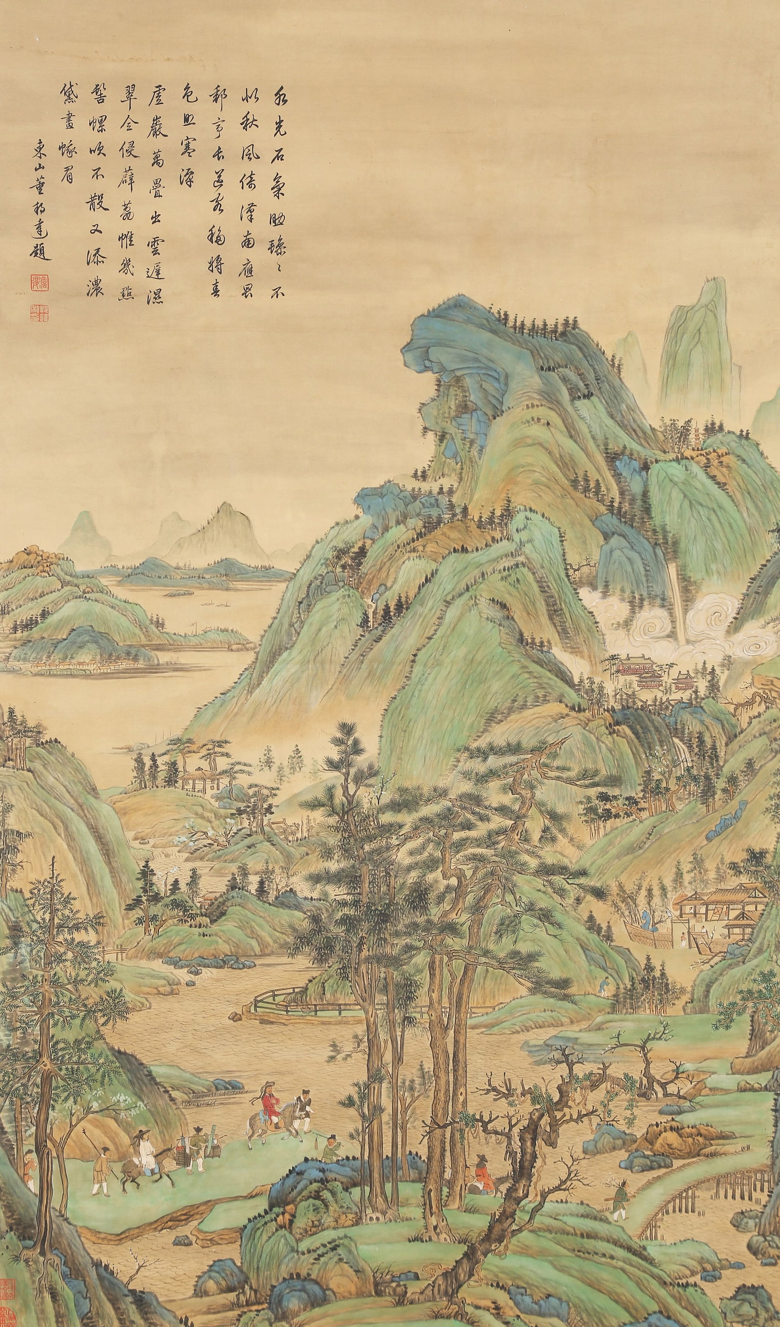 A LANDSCAPE PAINTING ON SILK BY DONG YUAN.董源 (1 of 12)