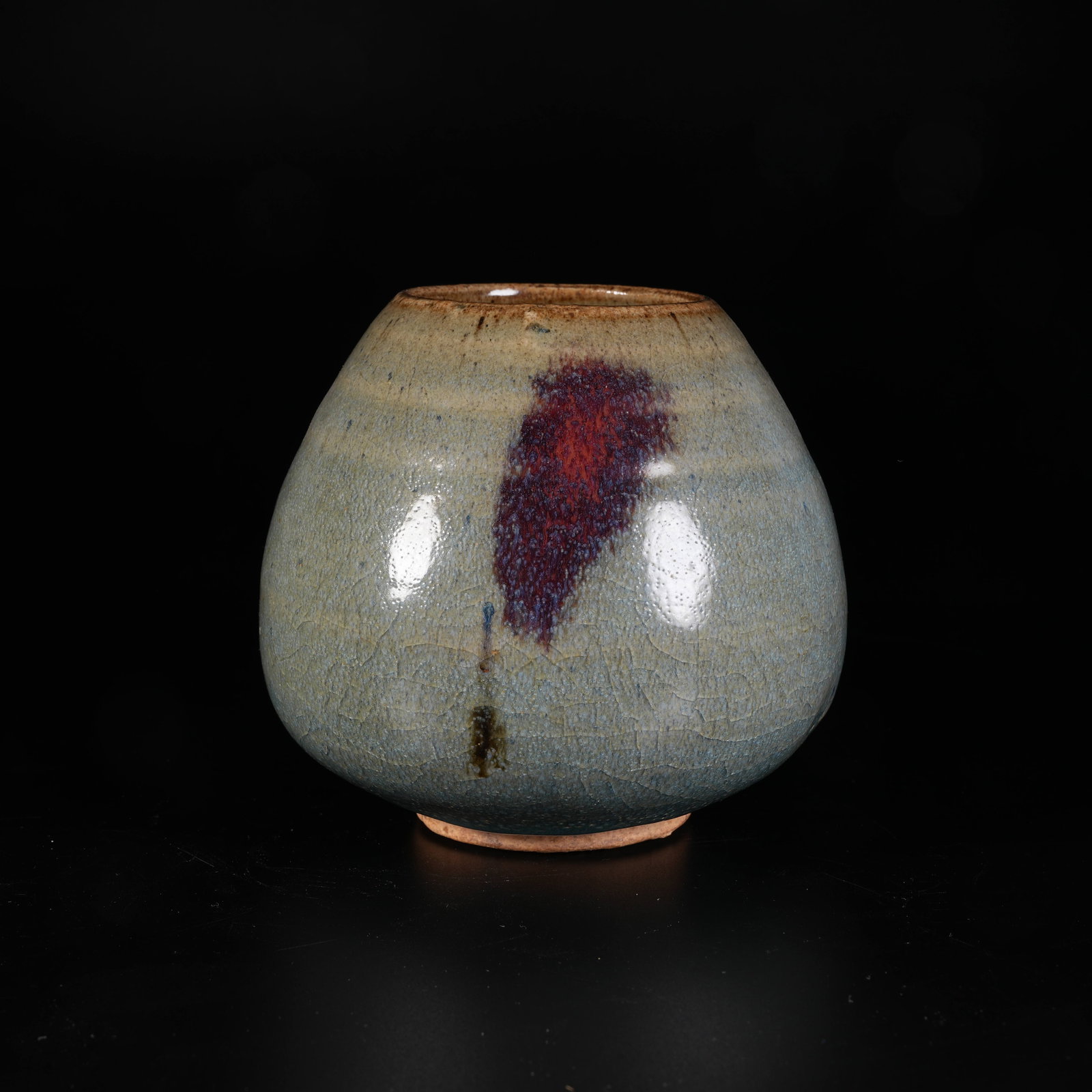 A JUN WARE HEART-SHAPED JAR WITH PURPLE SPLASHES (1 of 9)