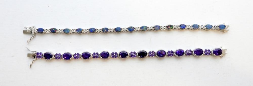 (2) PURPLE GEMSTONE TENNIS BRACELETS (1 of 2)