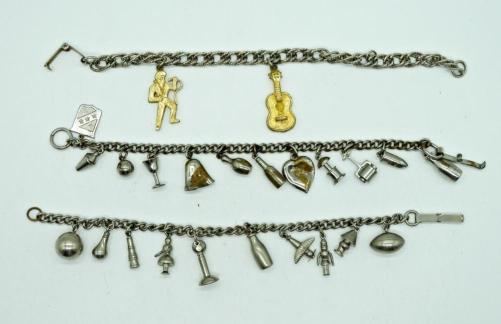 3 VINTAGE CHARM BRACELETS (1 of 2)