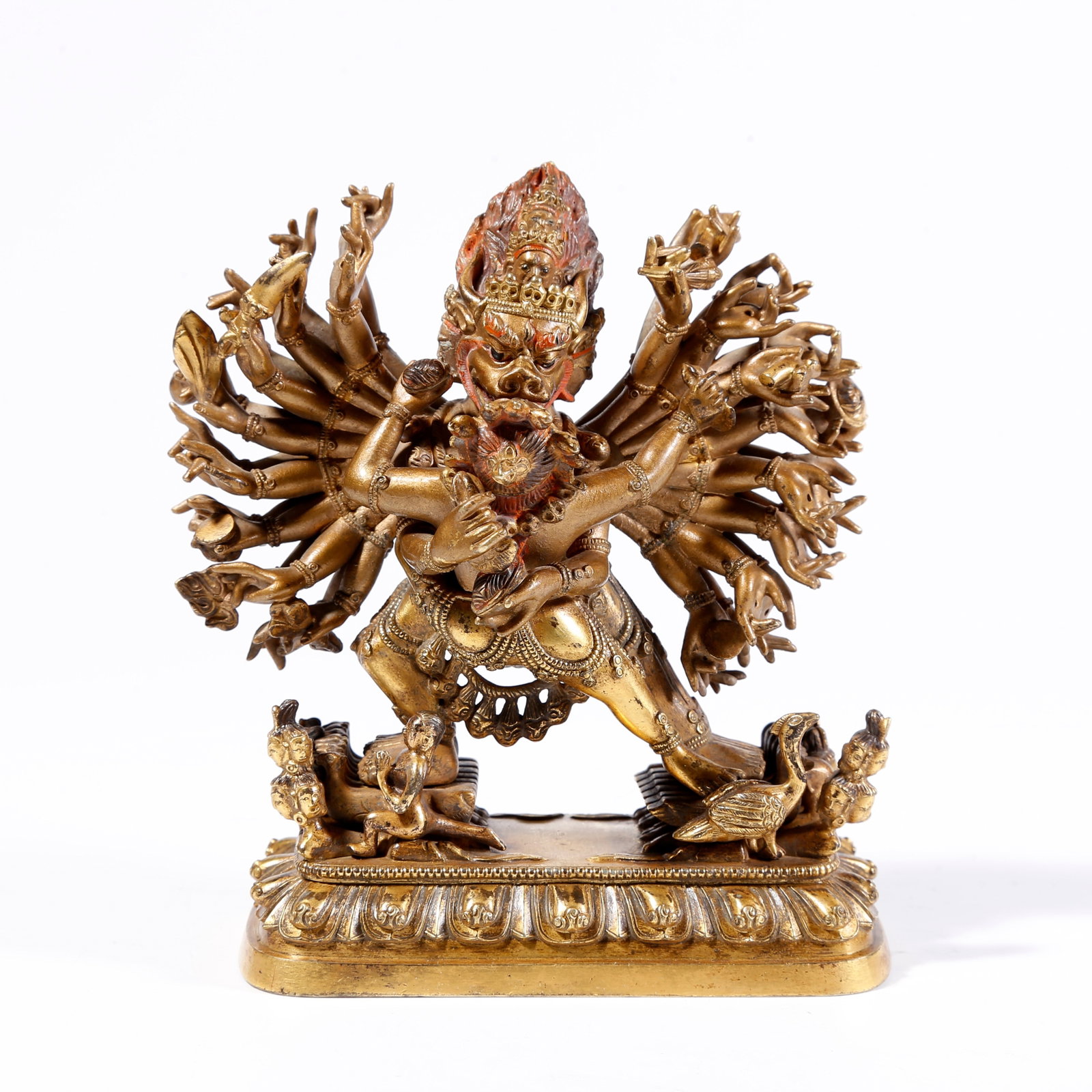A GILT-BRONZE YAMANTAKA FIGURE: Gilt-Bronze Yamantaka Figure