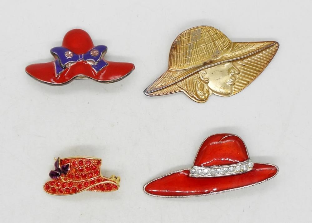 (4) HAT THEMED BROOCHES/PINS (1 of 2)