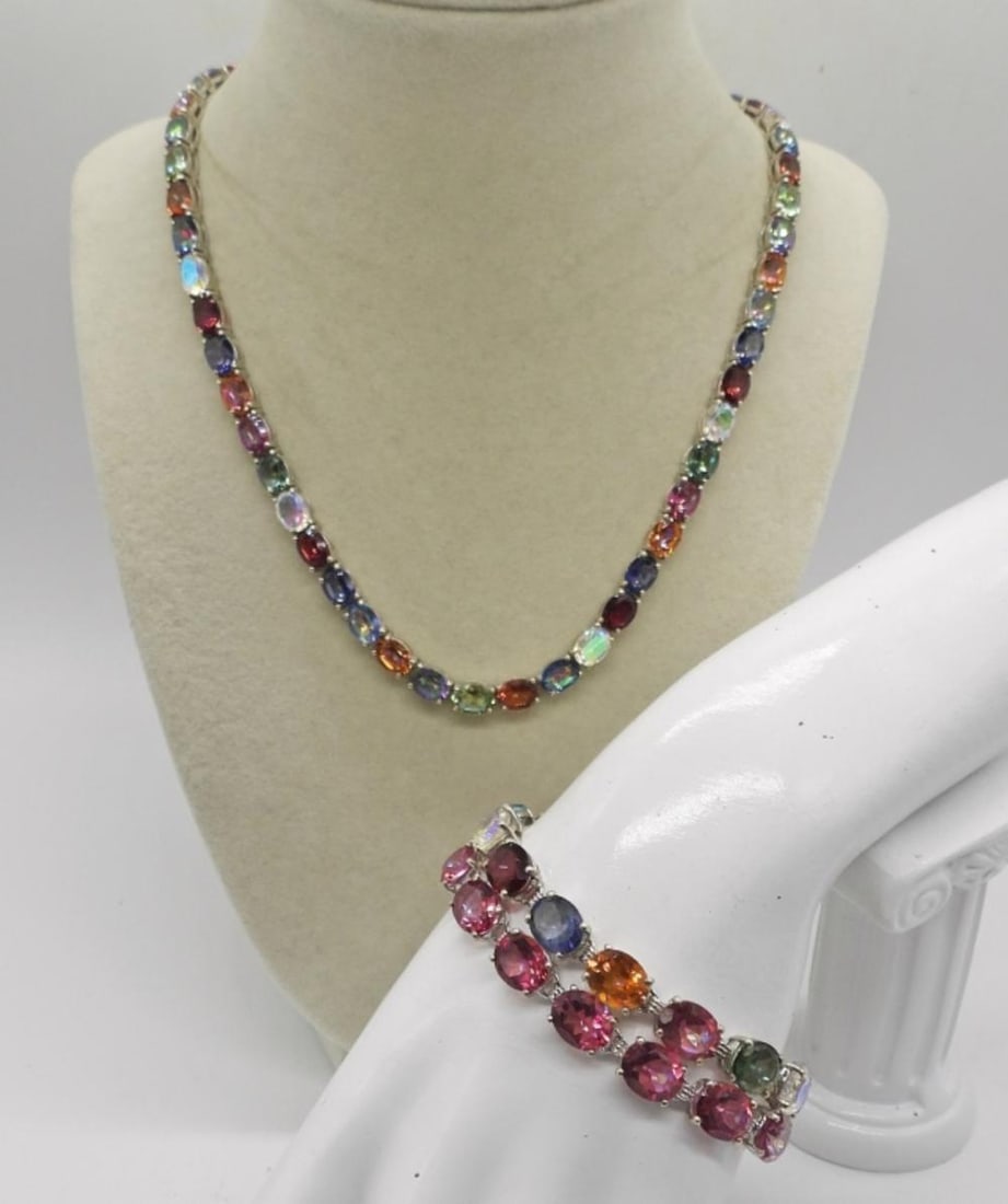 STERLING MULTI GEMSTONE SET OF 3: STERLING MULTI GEMSTONE SET OF 3