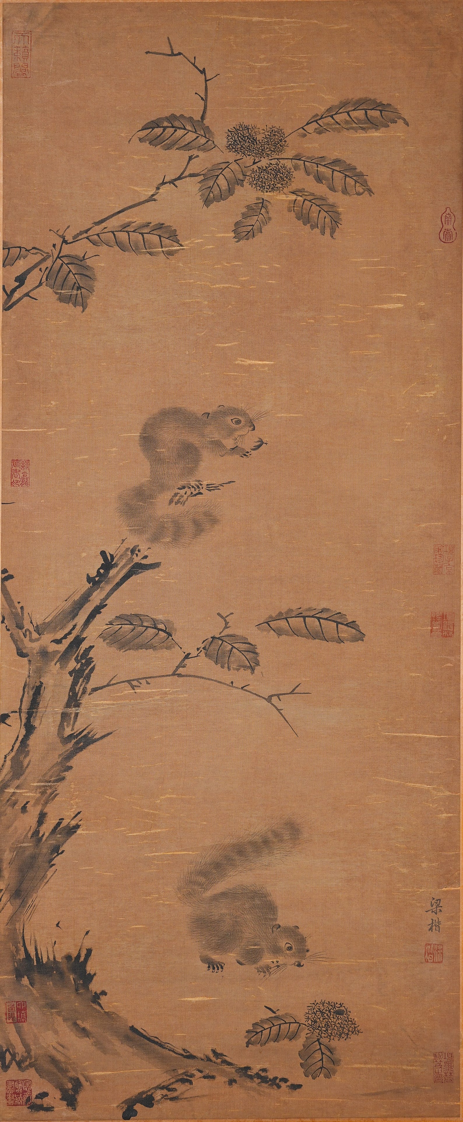 A SQUIRREL PAINTING ON SILK BY LIANG KAI.梁楷 (1 of 9)