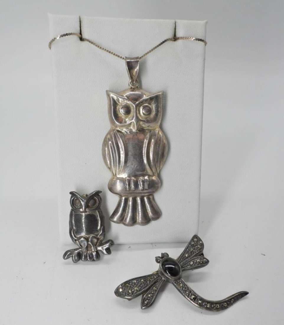 VTG STERLING OWLS & DRAGONFLY (1 of 2)