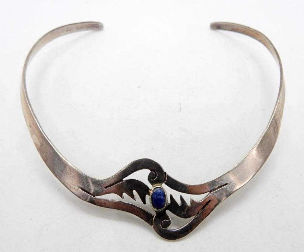 MEXICO 925 CHOKER W/BLUE GEMSTONE (1 of 2)