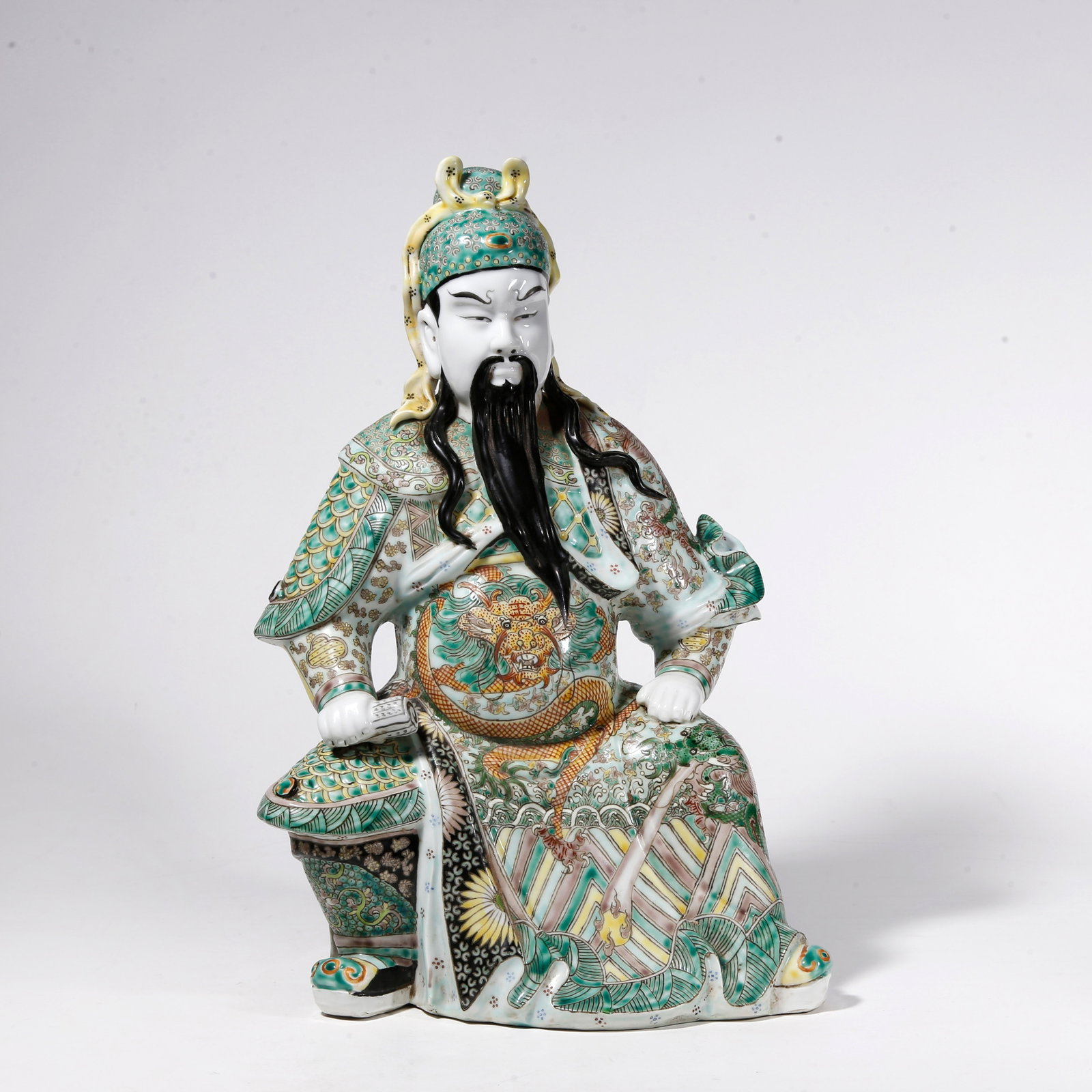 A WUCAI STATUE OF GUAN GONG (1 of 9)