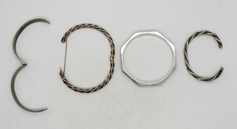 (4) DIFFERENT SILVER TONE CUFFS/BANGLES - 2