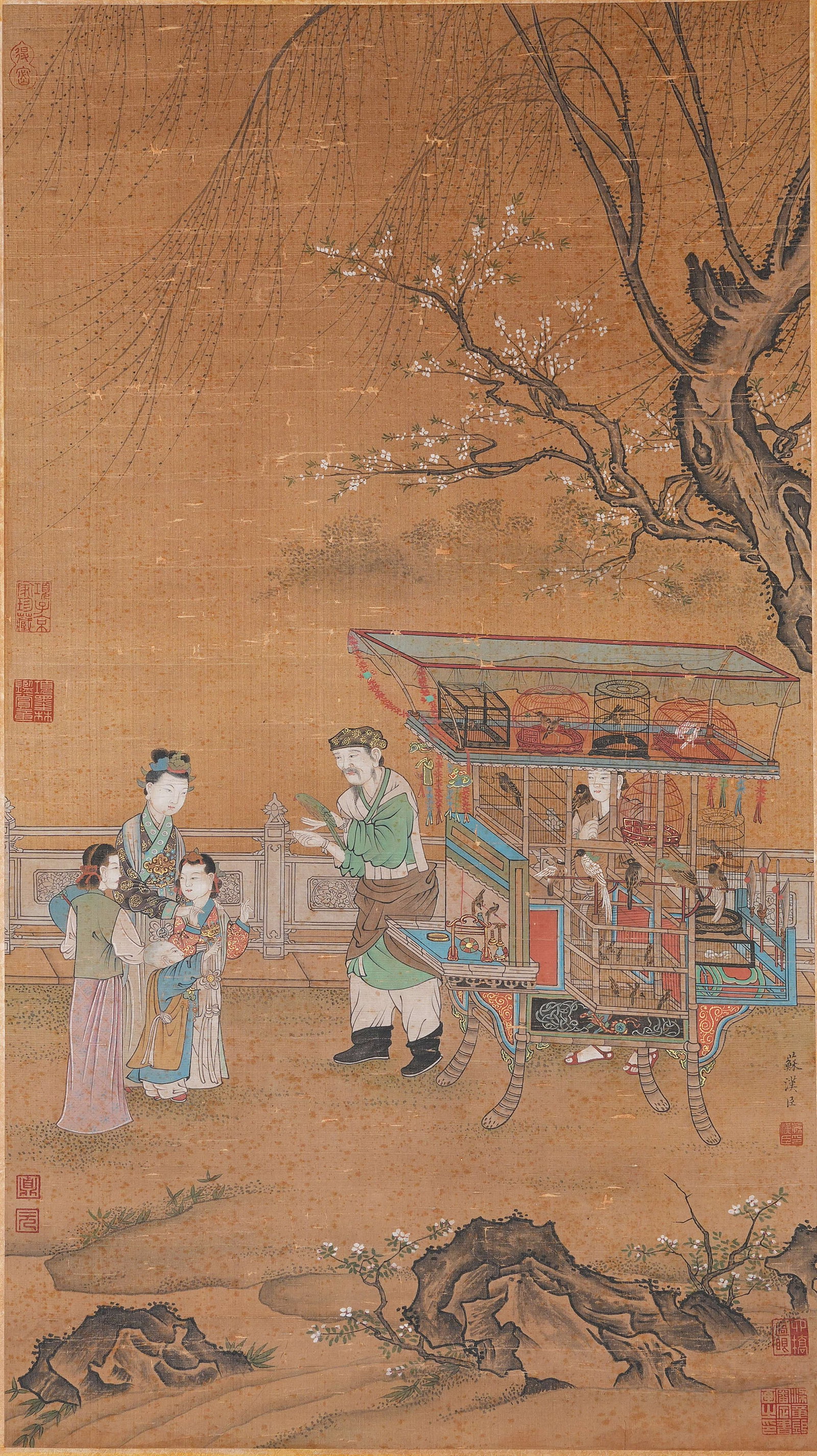 A FIGURE PAINTING ON SILK BY SU HANCHEN.蘇漢臣: Figure painting on silk by Su Hanchen.蘇漢臣