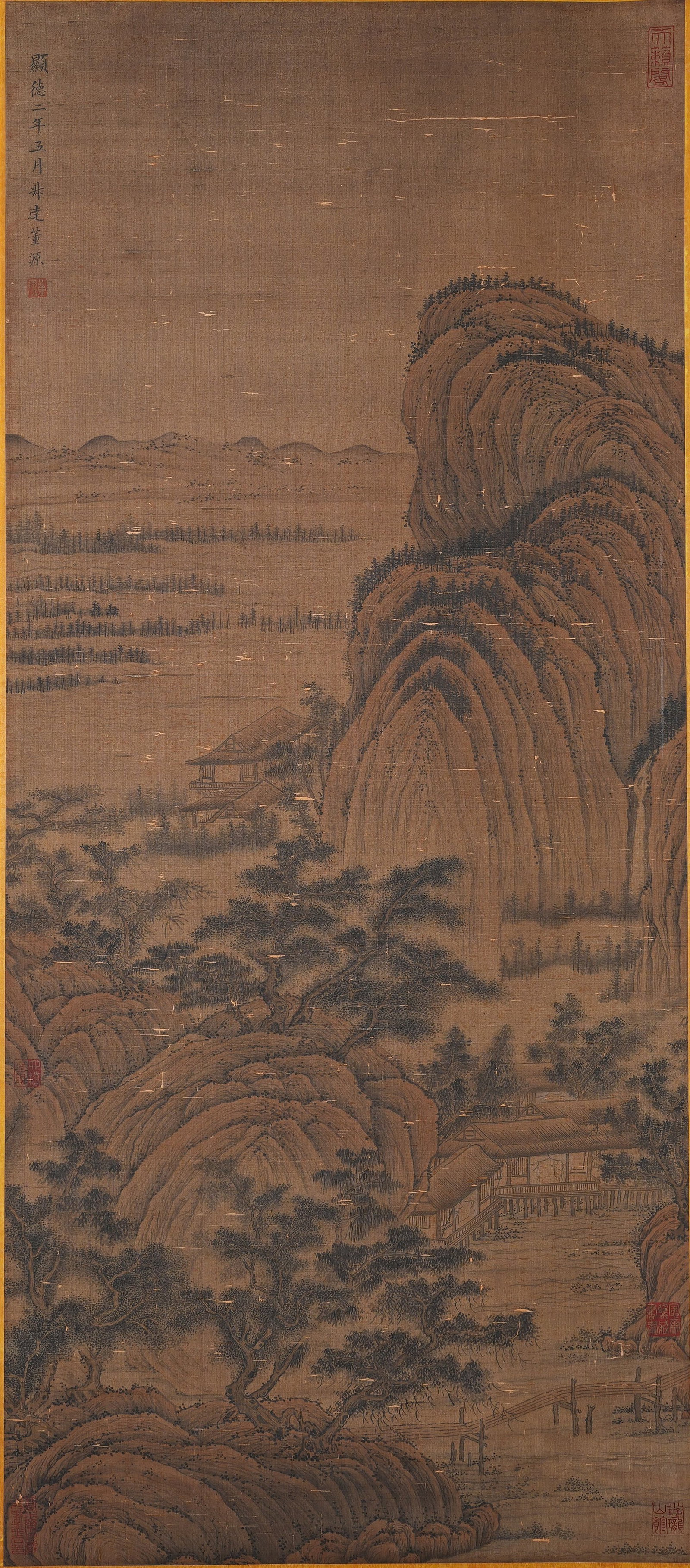 A LANDSCAPE PAINTING ON SILK BY DONG YUAN.董源 (1 of 9)