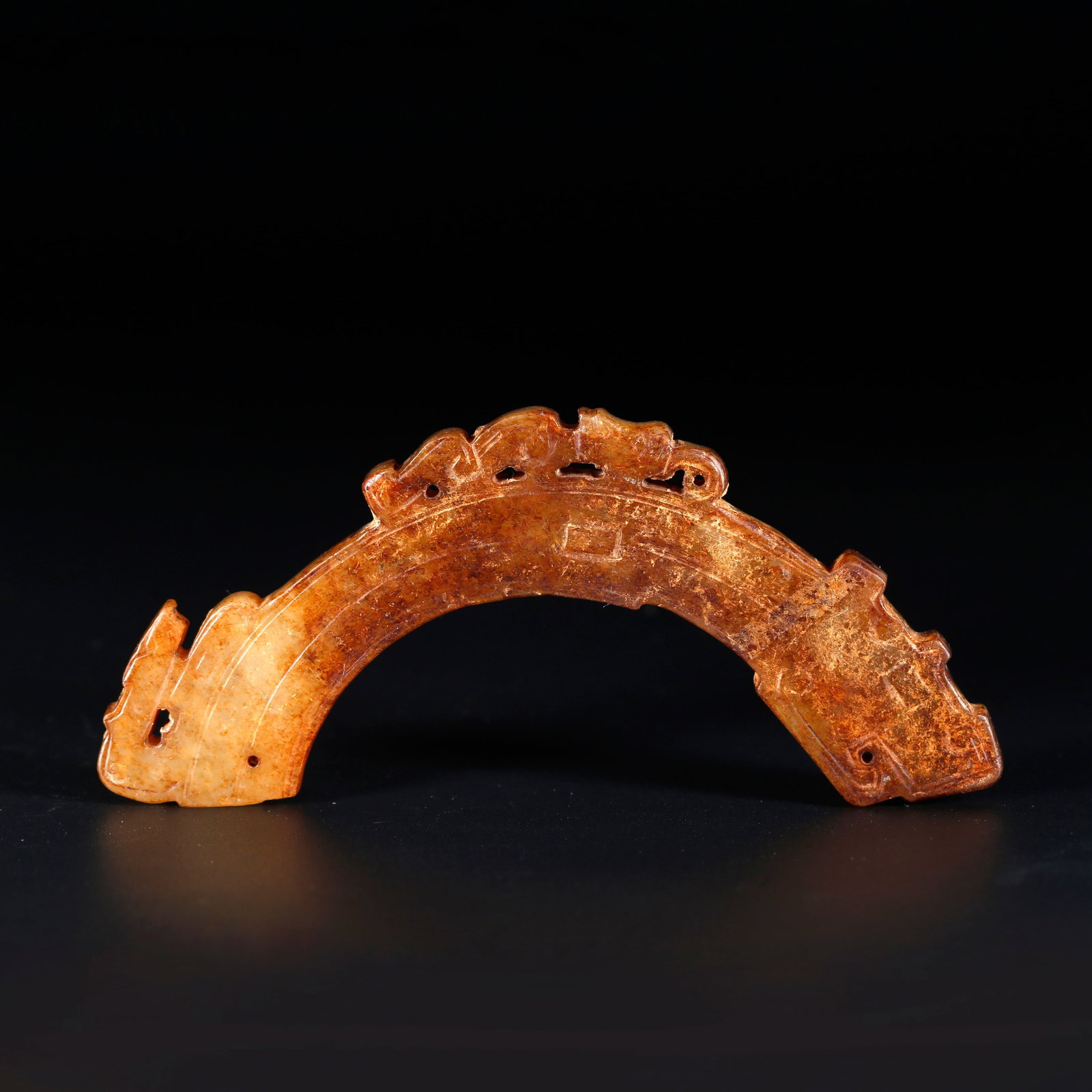 A ANCIENT JADE HUANG WITH DRAGON CARVING (1 of 9)