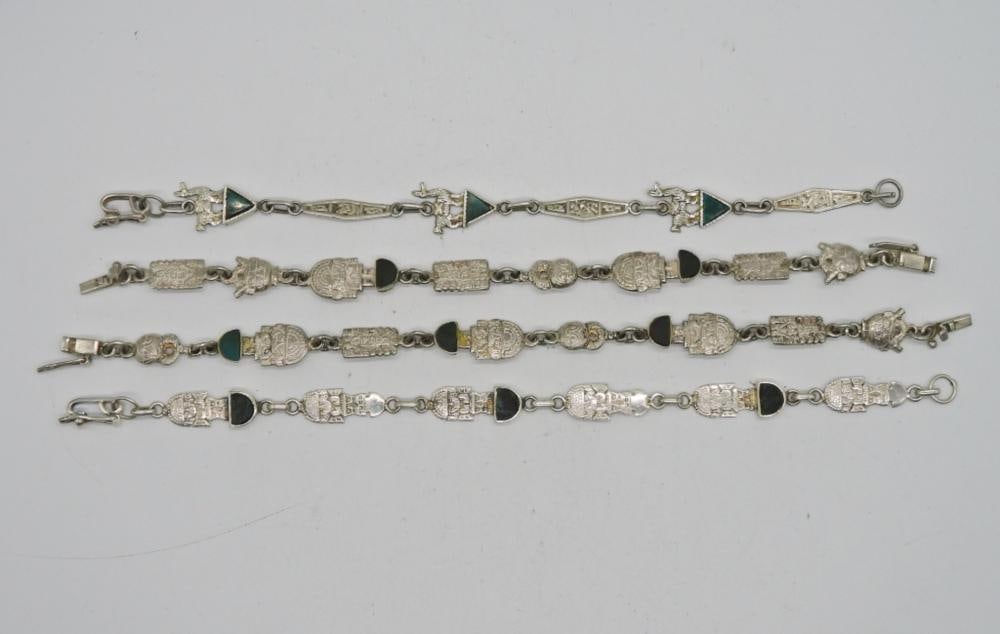 4 MAYAN STYLE STERLING BRACELETS (1 of 2)
