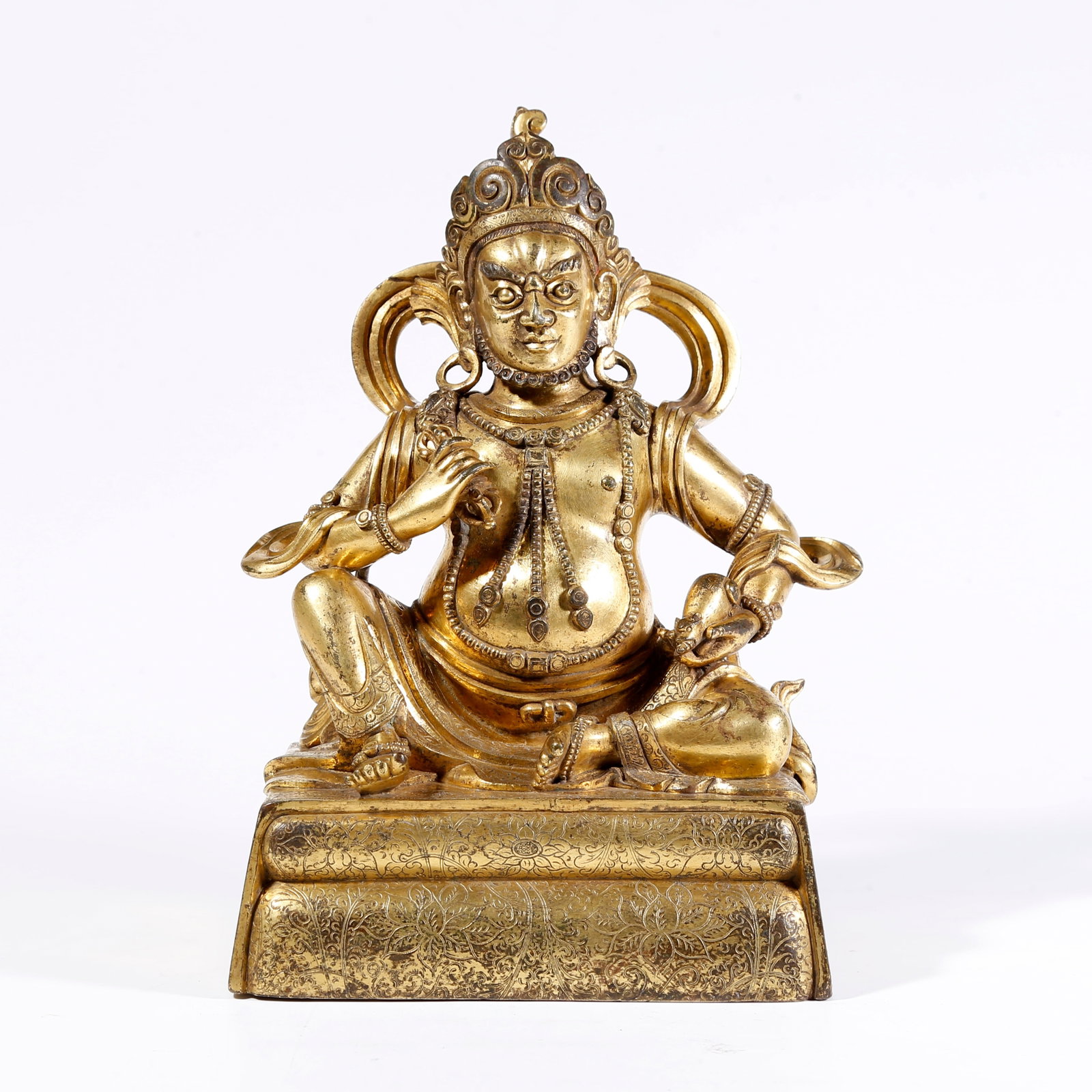 A GILT-BRONZE GOD OF WEALTH FIGURE: Gilt-Bronze God of Wealth Figure