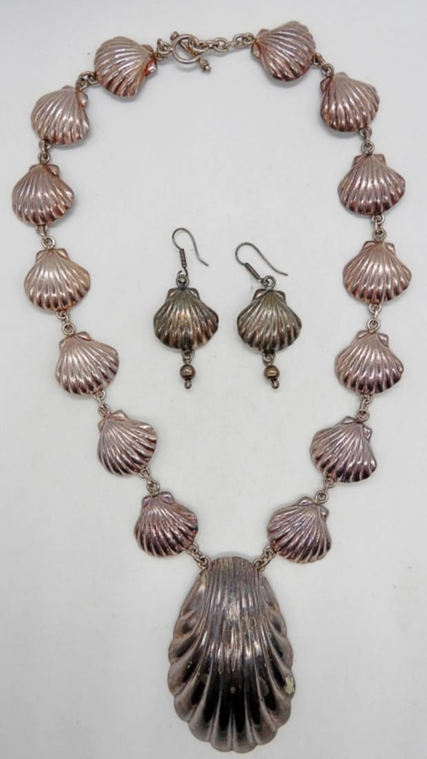 MEXICO 925 SEASHELL NECKLACE & EARRINGS (1 of 4)