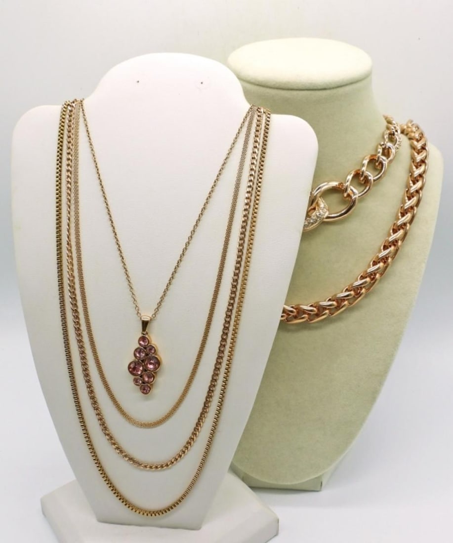6 ROSE GOLD TONED FASHION NECKLACES (1 of 3)