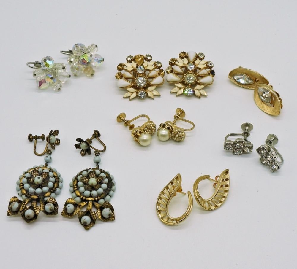 7 PAIR VINTAGE EARRINGS: 7 PAIR VINTAGE EARRINGS
