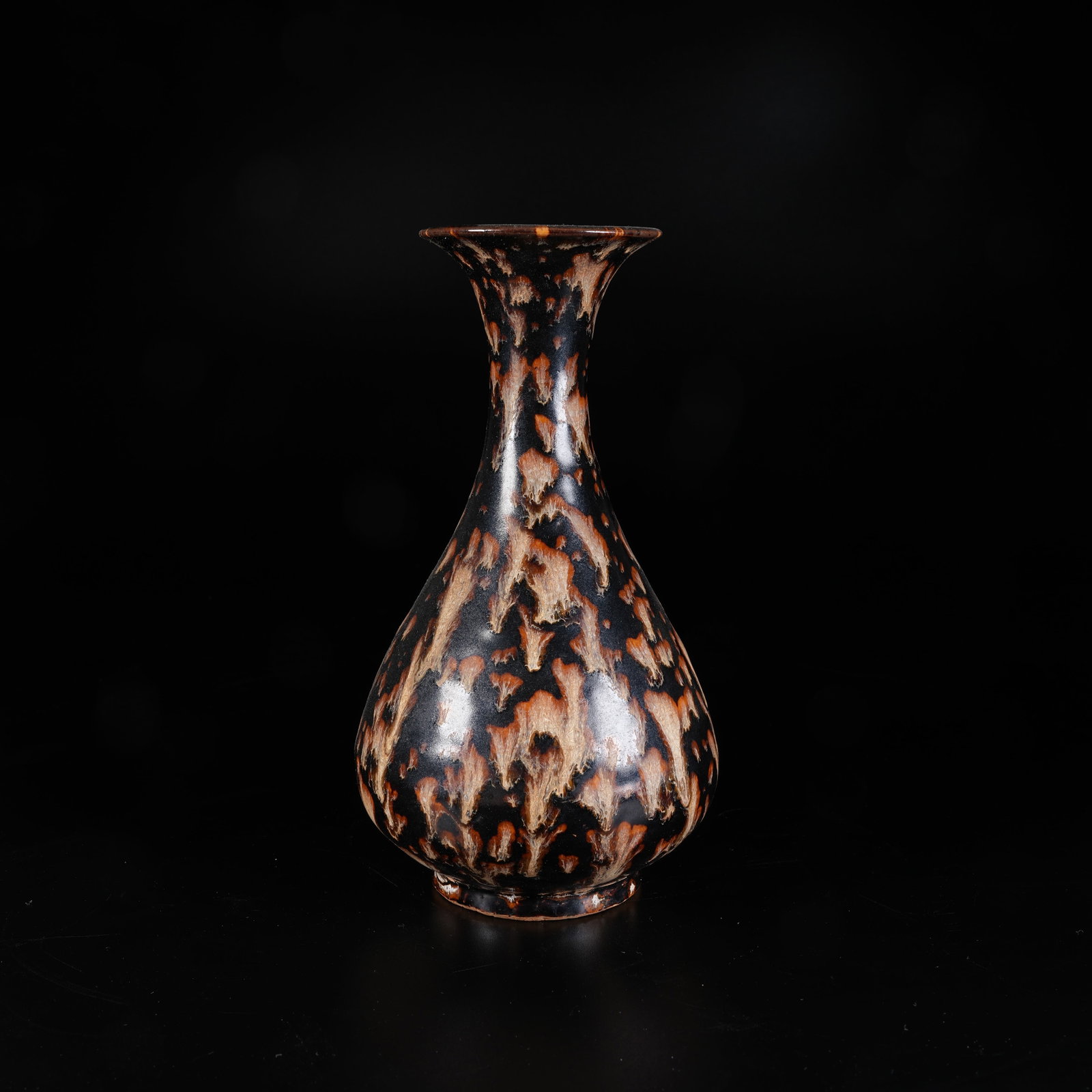 A BROWN GLAZE YUHUCHUN VASE WITH IRON RUST FLORAL MOTIFS (1 of 8)