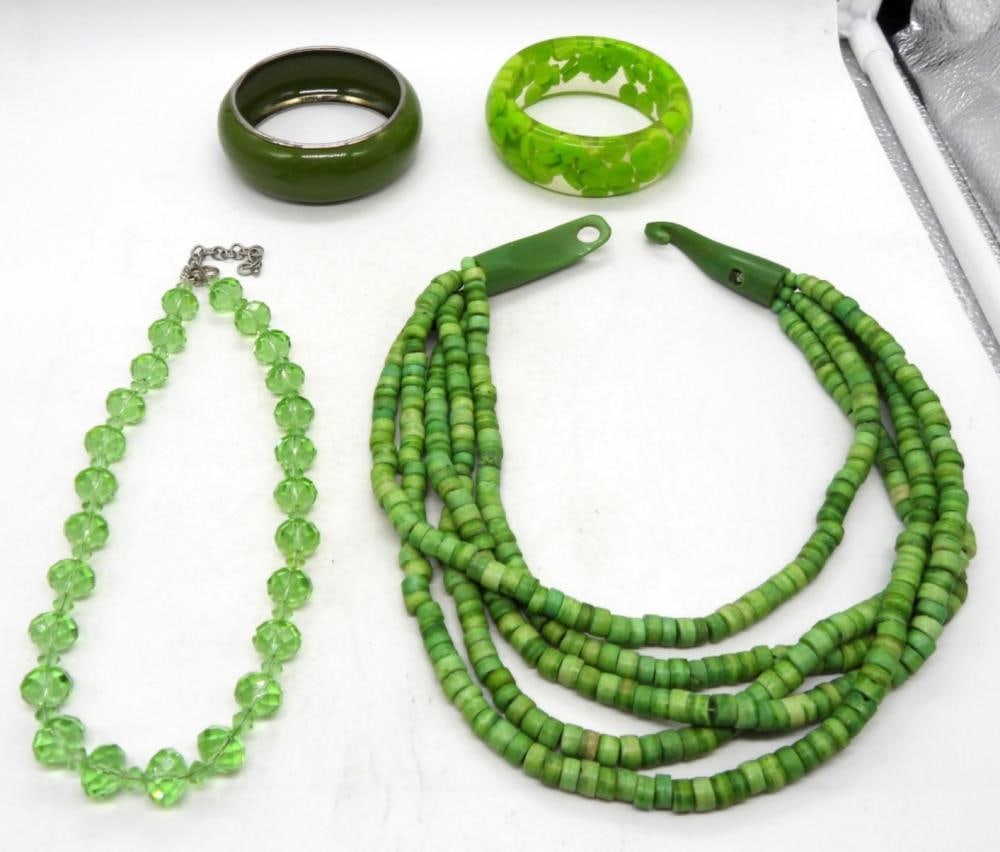 GREEN STATEMENT LOT: 4 CHUNKY PIECES (1 of 2)