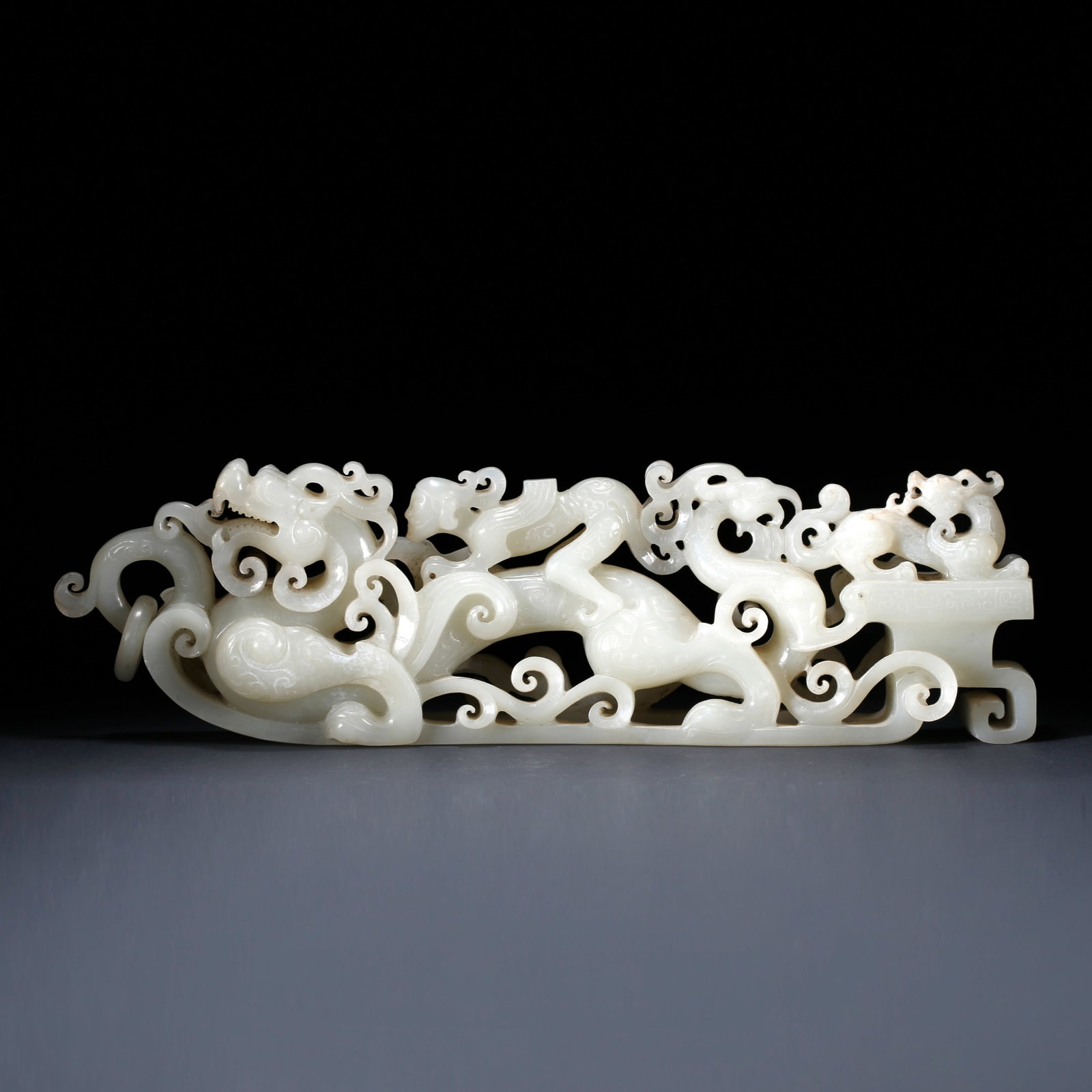 A HETIAN JADE CHILONG DRAGON ORNAMENT (1 of 9)