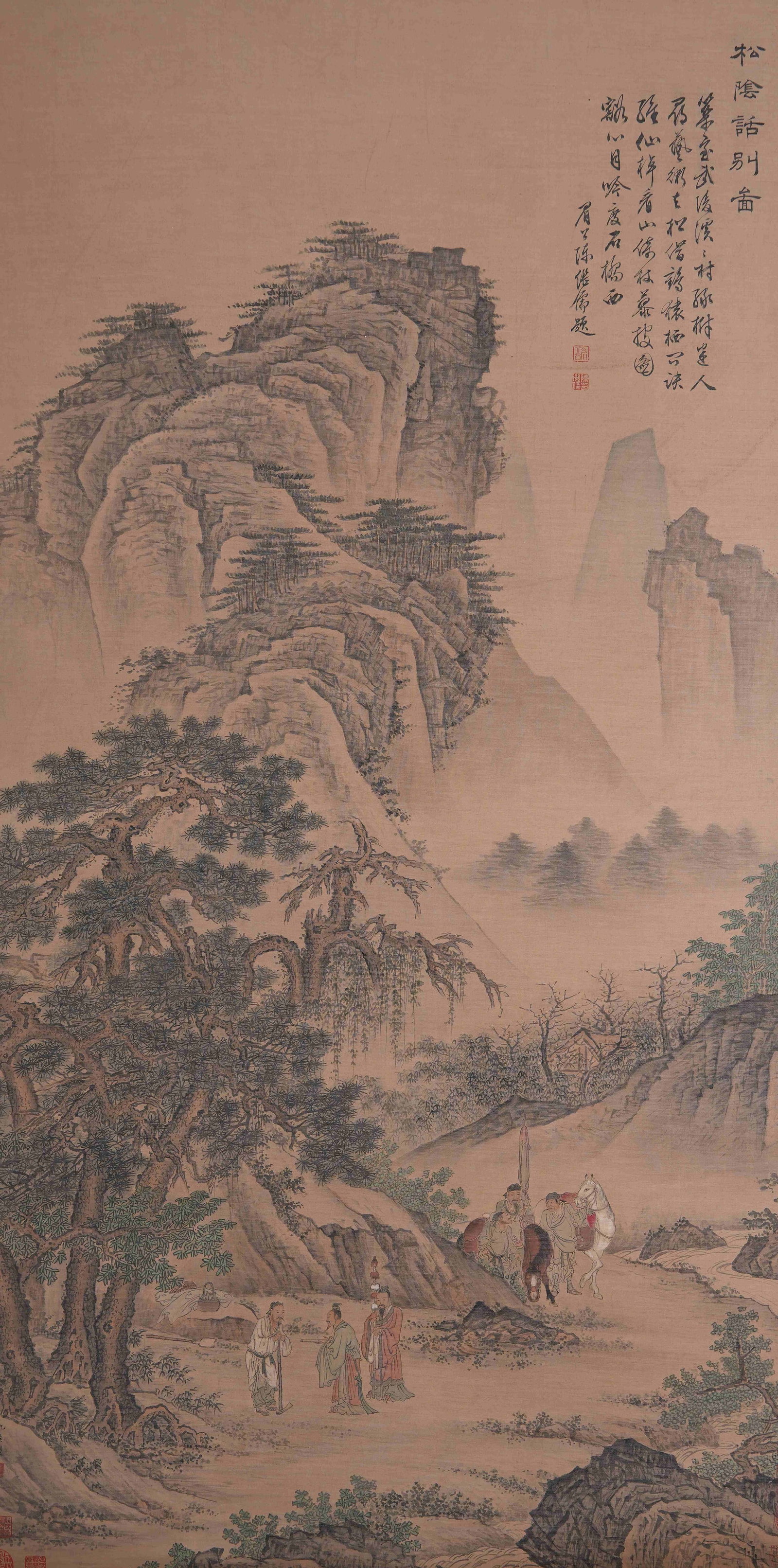 A FAREWELL UNDER PINES PAINTING ON SILK BY QIU YING.仇英 (1 of 11)