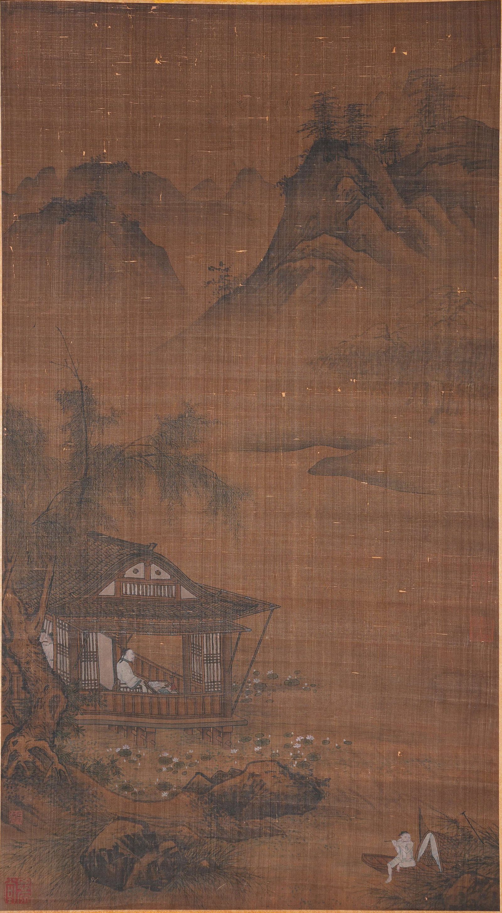A LANDSCAPE AND FIGURE PAINTING ON SILK BY MA YUAN.馬遠 (1 of 8)