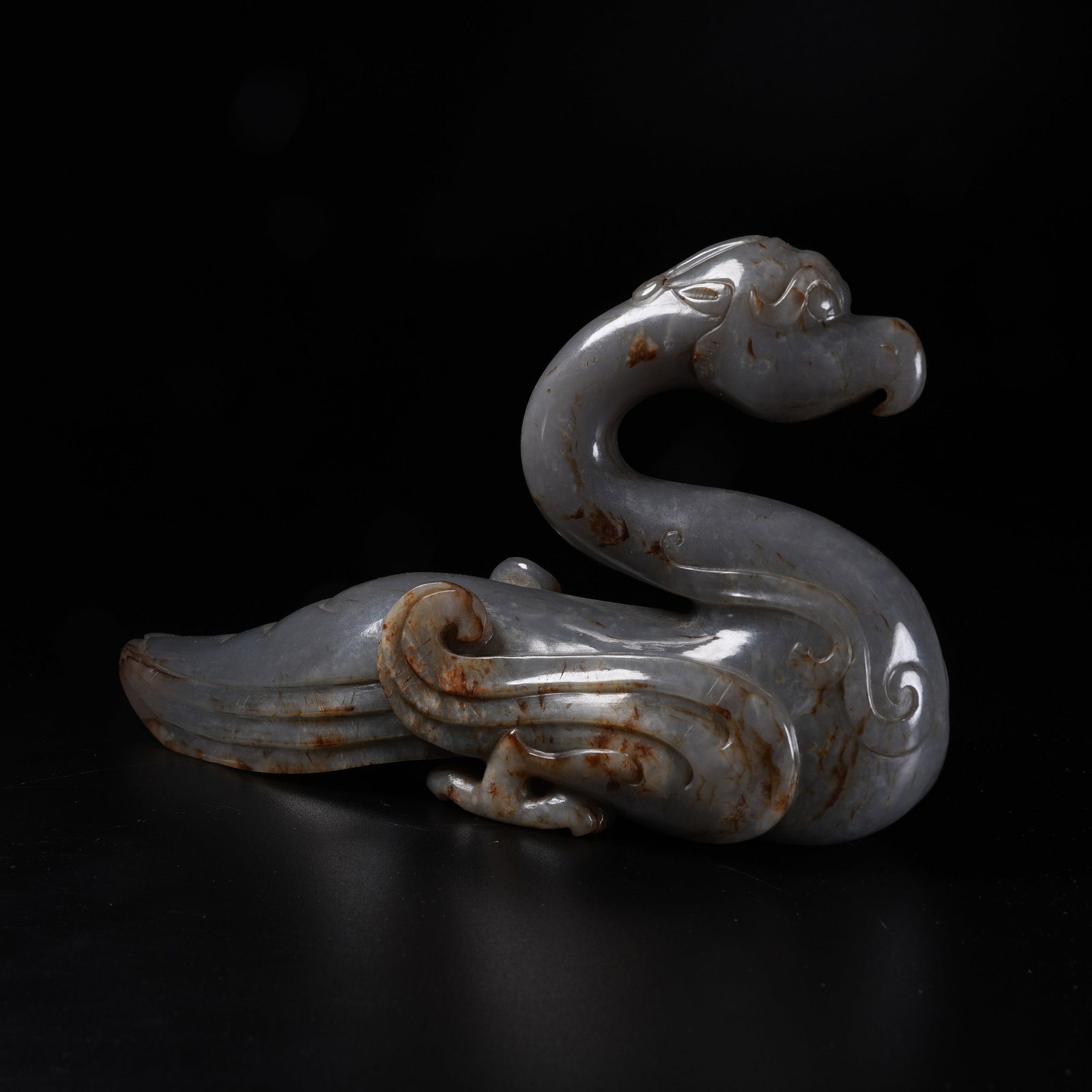 A ARCHAIC JADE PHOENIX ORNAMENT: Archaic Jade Phoenix Ornament