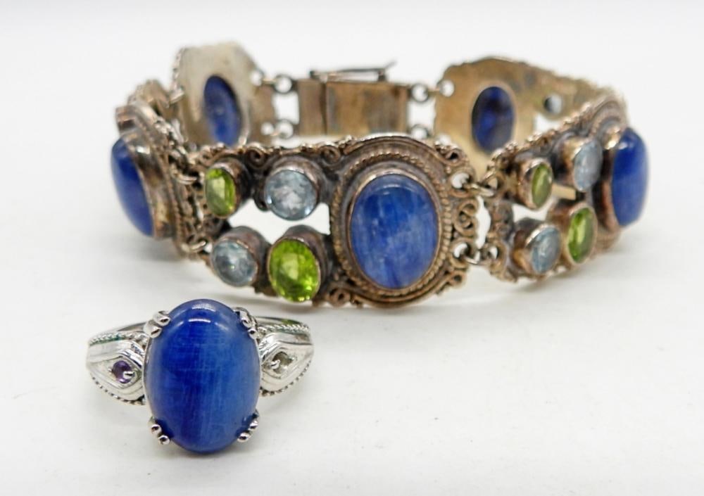 925 BLUE GEMSTONE BRACELET AND RING (1 of 3)