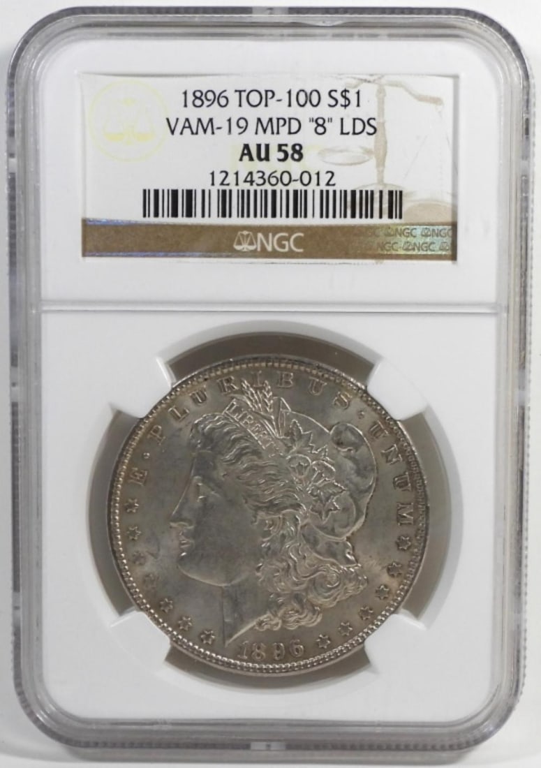 1896 TOP-100 MORGAN DOLLAR NGC AU58: 1896 TOP-100 MORGAN DOLLAR NGC AU58