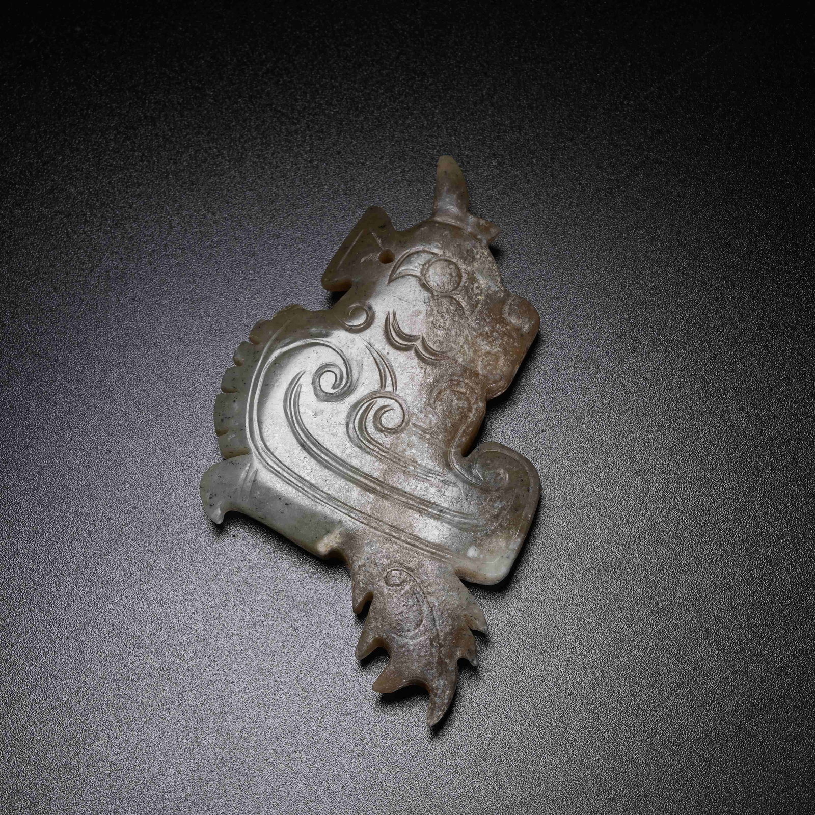 A ARCHAIC JADE PHOENIX BIRD ORNAMENT: Archaic Jade Phoenix Bird Ornament