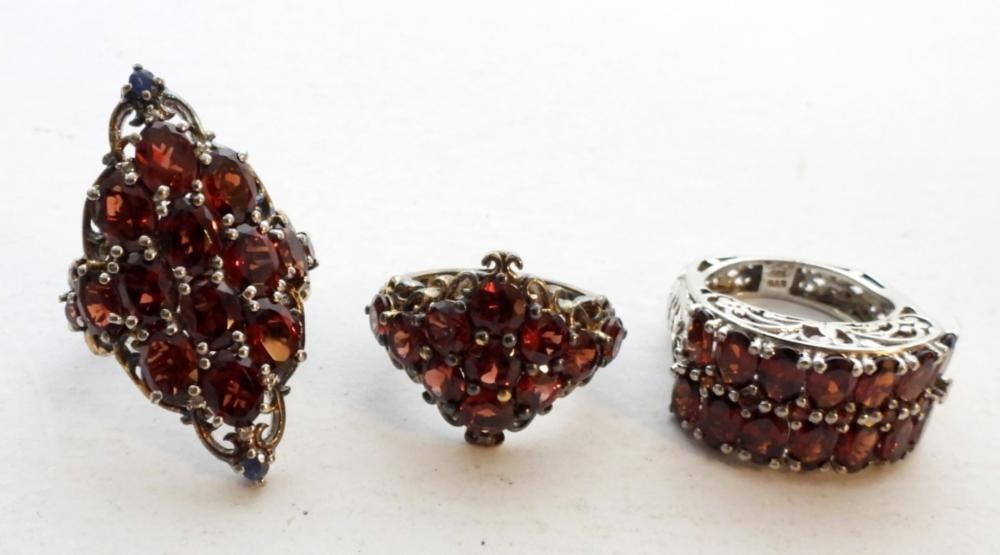 (3) STERLING RINGS WITH AMBER GEMSTONES (1 of 2)